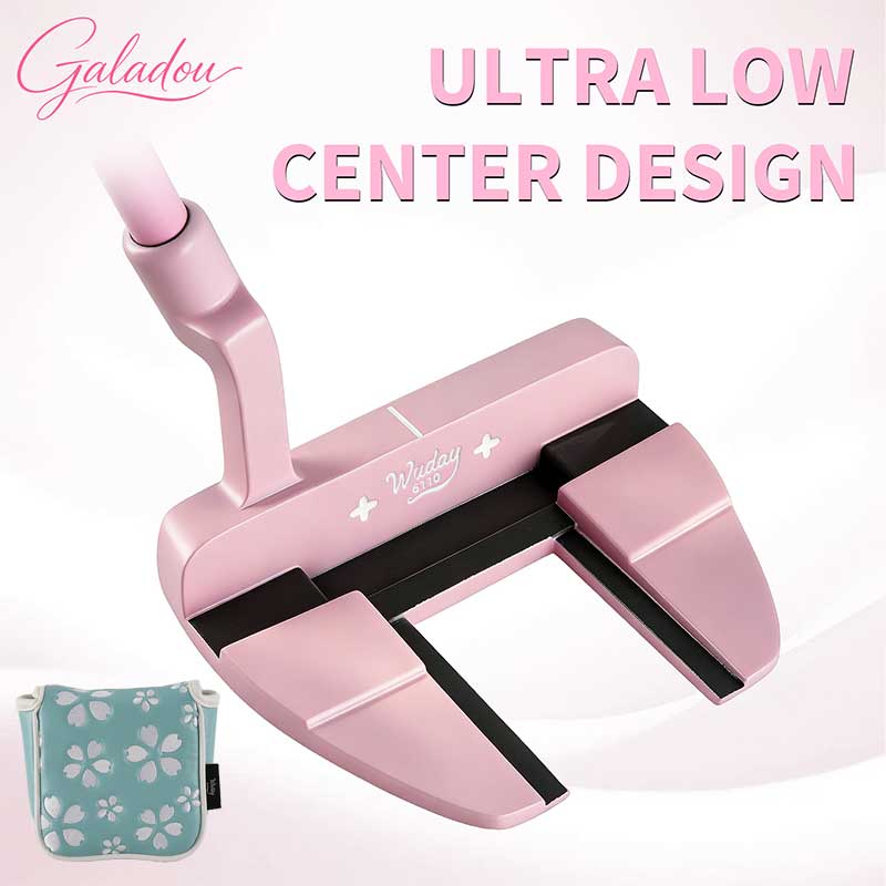 Golf Equipment Value - Różowy putter golfowy z niebieskim pokrowcem